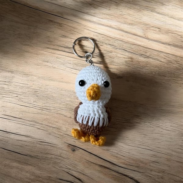 Handmade Crochet Eagle Keychain Amigurumi Bag Charm, Soft Plush Accessory