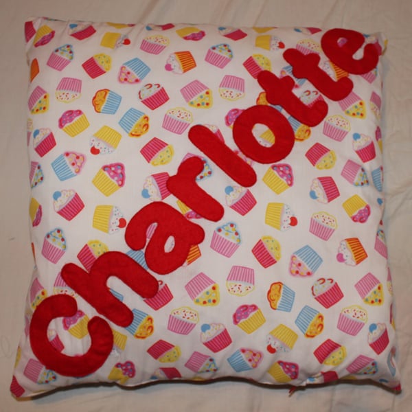 Personalised cupcake cushion