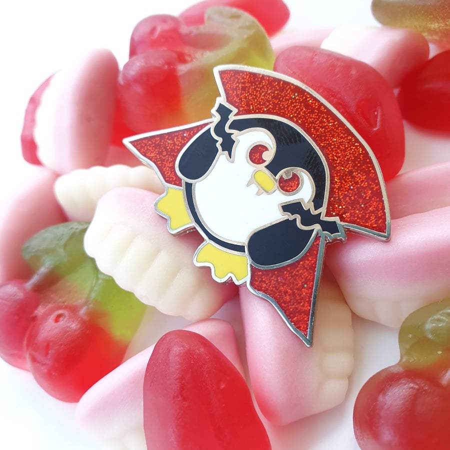 Vampire Penguin Pin Badge Enamel Brooch Pengula 