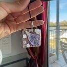 Pressed Flower, Gold Leaf and Rose Quartz Phone or Bag Charm