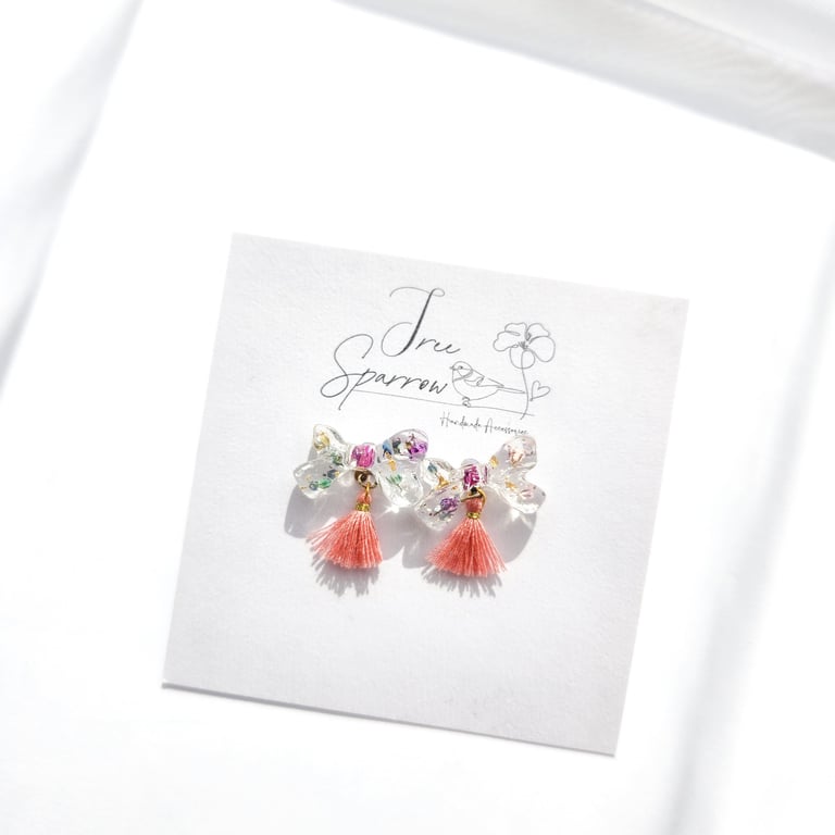 Dried Flowers Bow Earrings Cute Earrings
