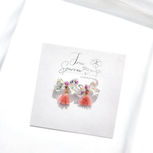 Dried Flowers Bow Earrings Cute Earrings