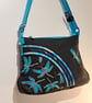 Handbag,Turquoise dragonflies on black