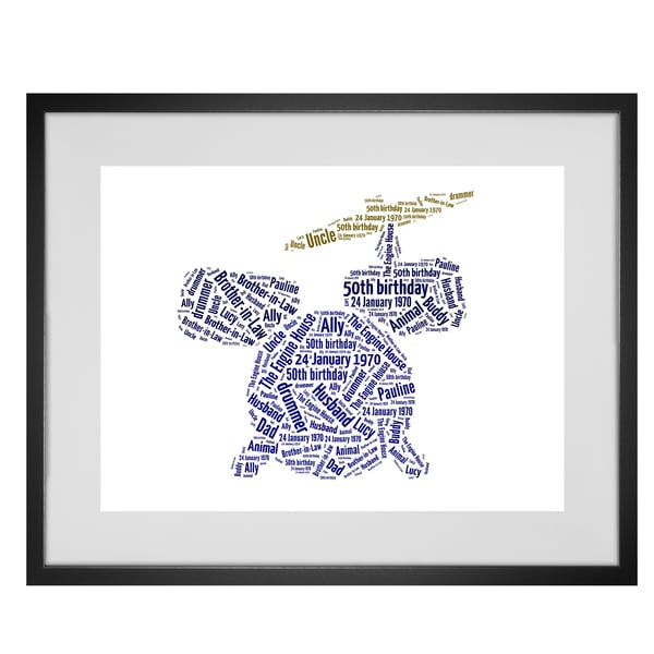Personalised Drums Musical Instrument Design Word Art Gifts 