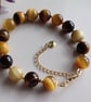 Golden Tiger's Eye Bracelet , 10mm Natural Stone, Adjustable 17- 19 cm Wrist