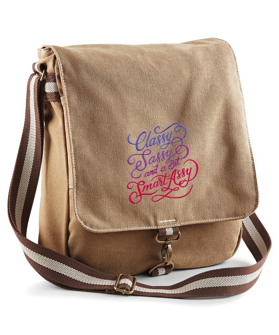 Classy Sassy and a Bit Smart Assy Embroidered Canvas Field Bag
