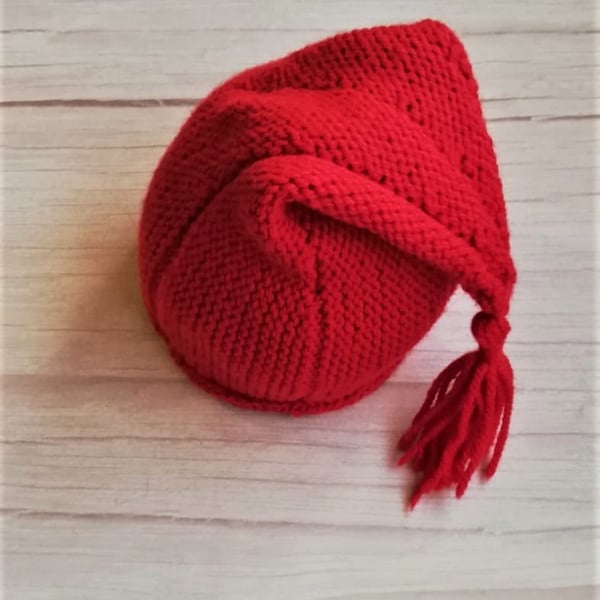 Wool Alpaca Pixie Hat - Santa Hat. Adult