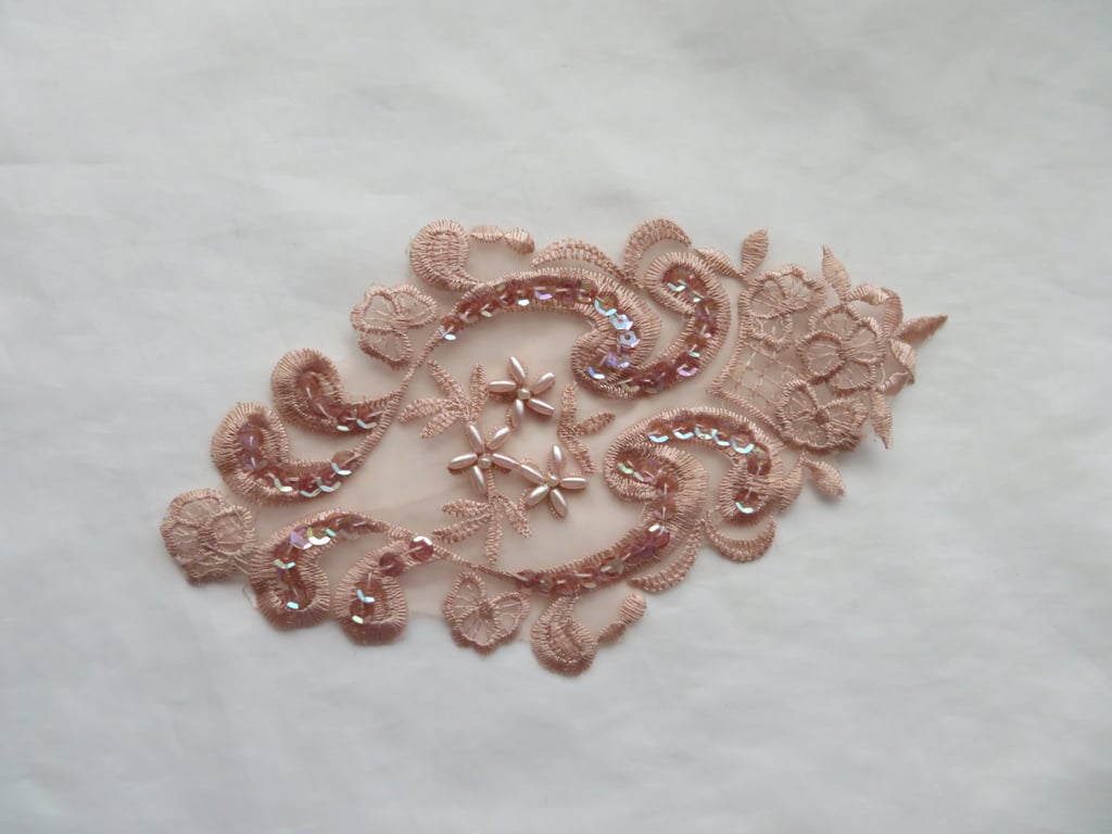 Nude Latte Lace Applique Pearl Sequin Costume Dress Making Millinery