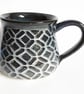 Black Grey Patterned Mug - Hand Thrown Stoneware Ceramic Mug - Image 1