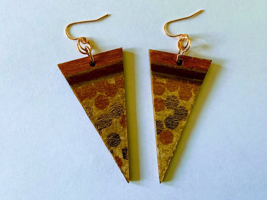 Geometric triangle wood earrings