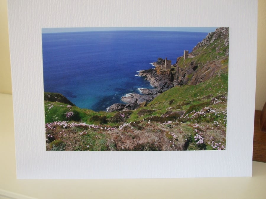 Greetings Card with a photo of Botallack Mine Cornwall