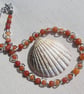 Orange Sunstone Beaded Gemstone Statement Silver Heart Necklace