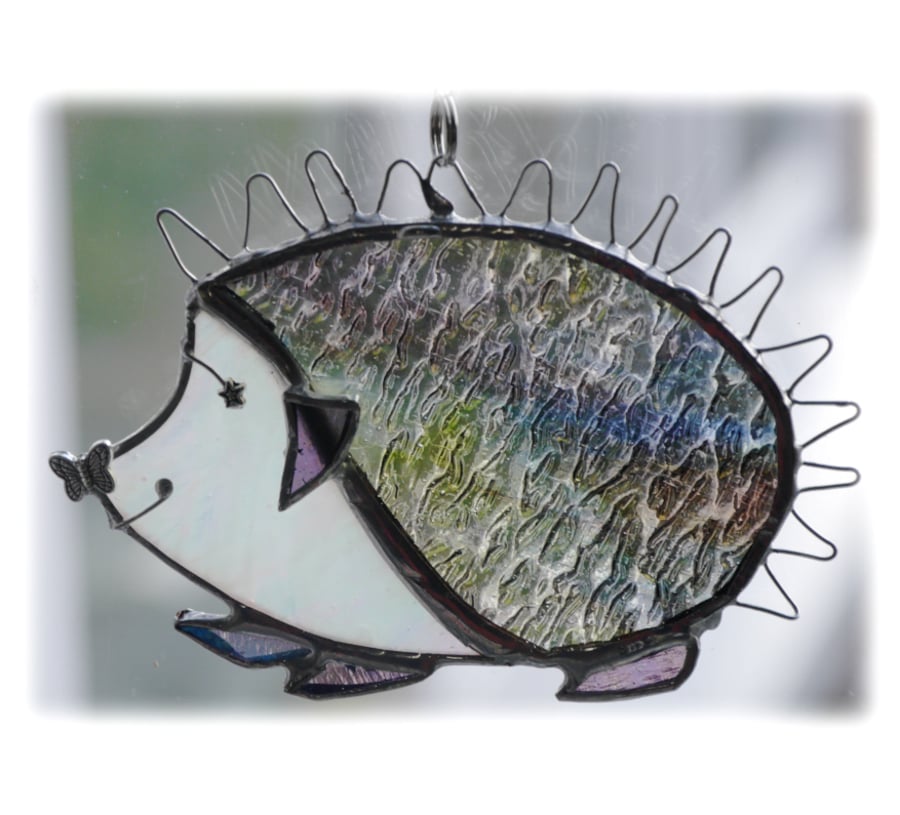 Hedgehog Suncatcher Stained Glass Handmade 039 Left