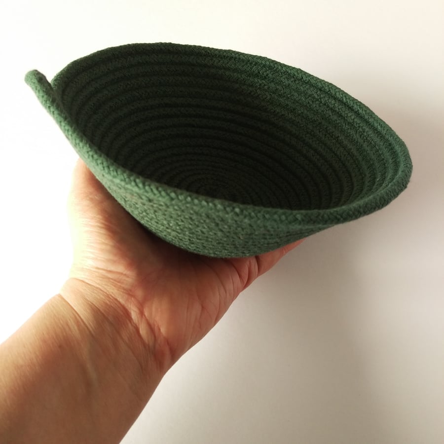 Large Freshwater Bowl made from forest green coloured cotton rope