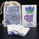 Dusk Birthday Gift Aromatherapy Wax Melts, William Morris Bag & Handmade Card