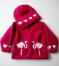 Baby Knitting Pattern for Jacket and matching Hat with Flamingos.  Digital - Image 2