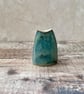 Small Cat Vase, handmade blue green mini cat pot - Image 4