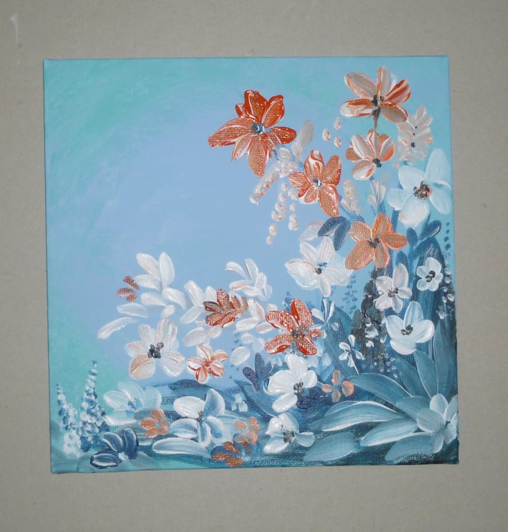 original art acrylic floral painting ( ref fA 288 M4 )