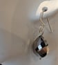 Grey Silver Glass Facted  Tearsdrop   Sterling Silver  Earrings - Image 2