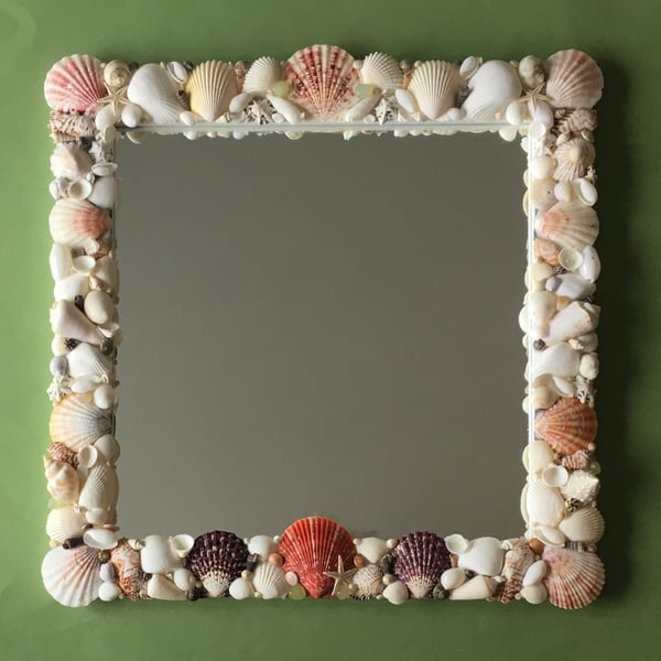 Red Sunset Shell Mirror SOLD