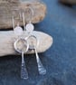 Forged Silver Dangle Hoop Earrings with Facetted Rose Quartz Beads - Image 8