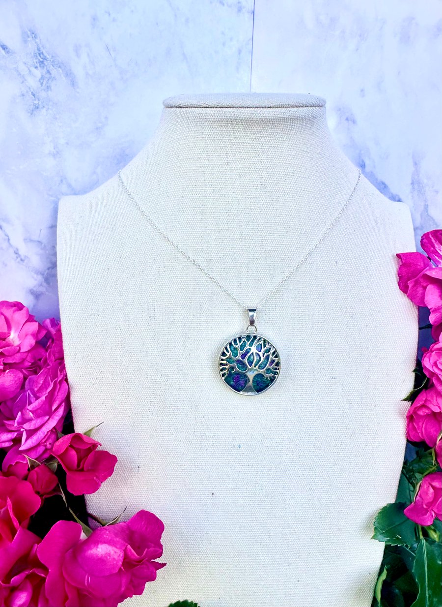 Epidote Tree of Life Pendant Necklace 