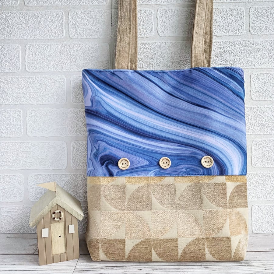 Tote Bag in Abstract Beach Colours - Folksy