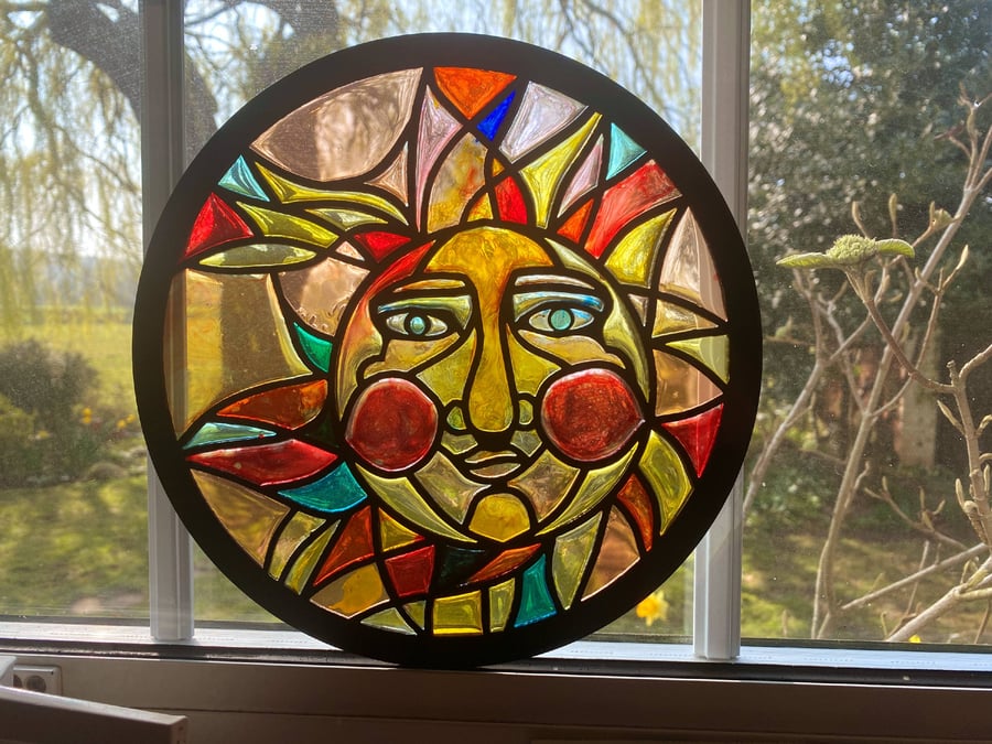 Sun Stained Glass Mixed media acrylic and resin