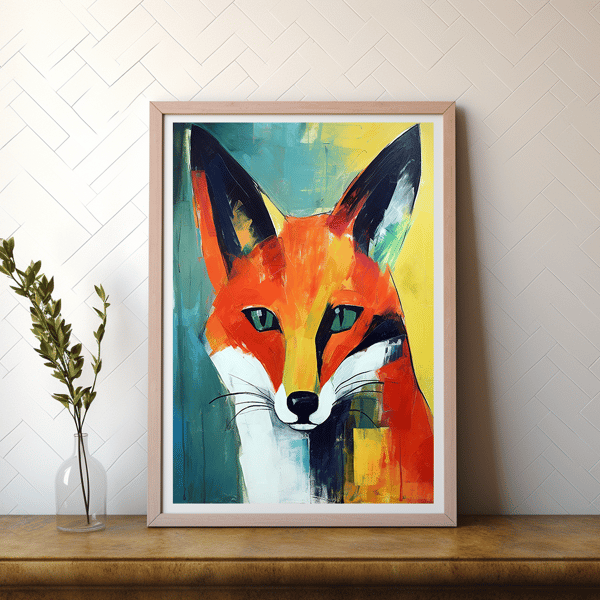 Fun Colourful Fox Print, Animal Print, Print, Wall Art, Artwork, Gift Idea,  
