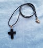 Hand Crafted Black Cross Corded Necklace - Image 2