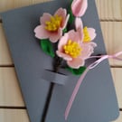 Medium Felt Flowers Card  - Cherry Blossom