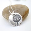 Dandelion Wish Petite Round Silver Pendant