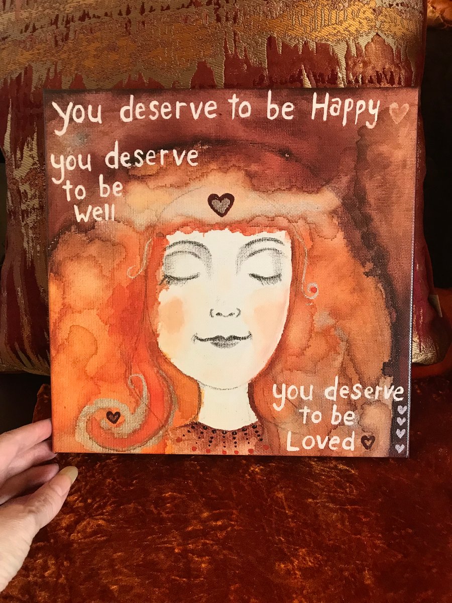 10" printed canvas of my painting "You are loved"