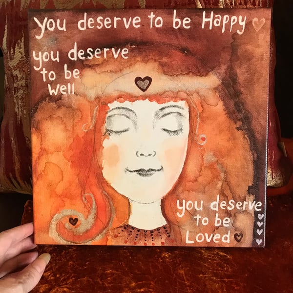 10" printed canvas of my painting "You are loved"