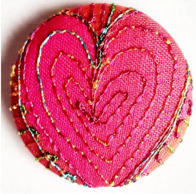 Buttons 1 inch button Hand Dyed Silks and Cottons Free Machine Embroidery Button