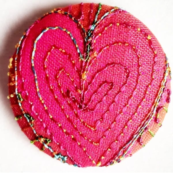 Buttons 1 inch button Hand Dyed Silks and Cottons Free Machine Embroidery Button
