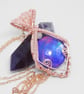 Elven Style Rose Gold Plated Necklace With Faceted Aurora Opal