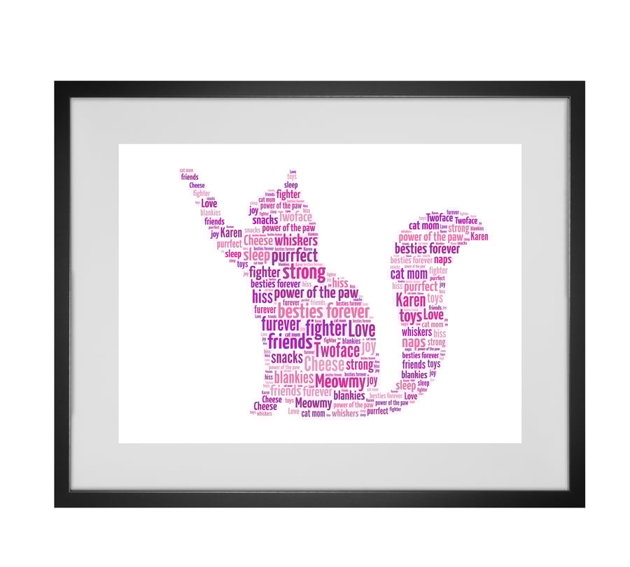 Personalised Cat Paw Design Word Art Gifts 