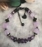 Purple lilac & black bracelet Amethyst bracelet - Image 1