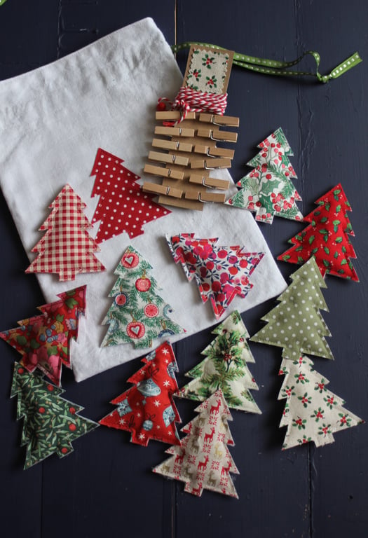 Twelve Trees of Christmas fabric garland 