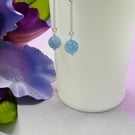 Sterling silver chain drop earrings with aquamarine stones
