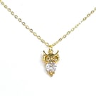 Cute Owl Crystal CZ Necklace, 14kt Gold Filled Pendant