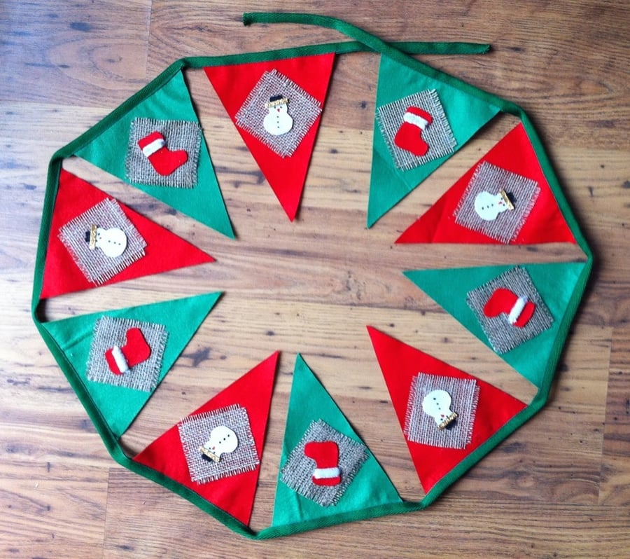 Felt Christmas Bunting (snowman, stocking)