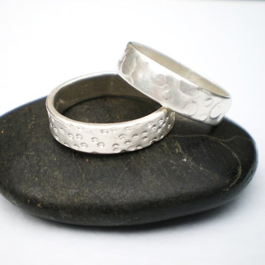 Spots and Dots Silver Stacker Rings