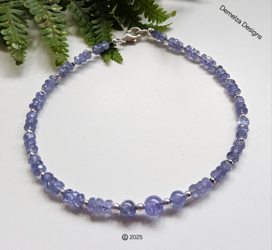 Designer 'A'A Grade 26ct Tanzanite Sterling Silver Bracelet 9 "inch LARGE SIZE