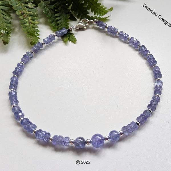 Designer 'A'A Grade 26ct Tanzanite Sterling Silver Bracelet 9 "inch LARGE SIZE