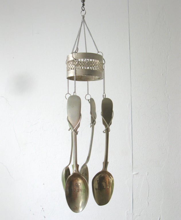 Coffee makes the world go round, upcycled spoon wind chime