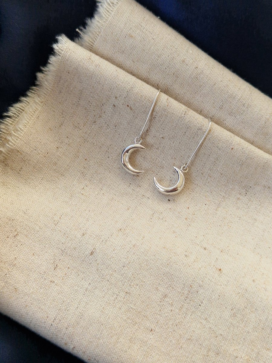 Handmade Sterling Silver Crescent Moon Earrings - Selene