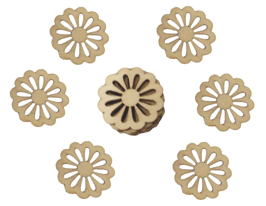 50pcs Rustic Wooden Daisy Flower Confetti Embellishments for Crafting Decoration