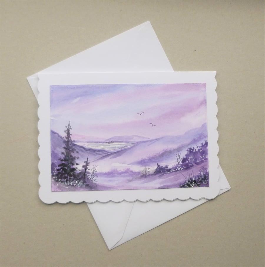 landscape hand painted original art watercolour  painting ( ref F 537.C4 ) )